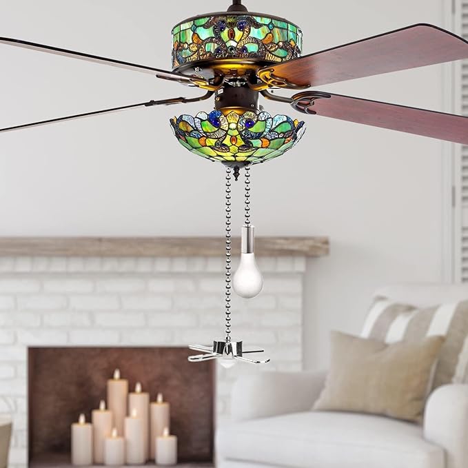 Vinaco Silver Ceiling Fan Pull Chain Set, Decorative Fan Pull Chain Extension with Pendant, 13.6 Inches Pull-Chains for Fans and Light with 3MM Ball Bead Chains, 2 Pack Fan Light Pull-Chain Extension
