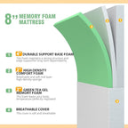 PayLessHere 8 inch Memory Foam Mattress Cooling Gel Green Tea Infused Mattress,CertiPUR-US Certified,Breathable Bed Mattress for Cooler Sleep Supportive & Pressure Relief,White Twin