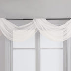 Chyhomenyc Ivory Sheer Scarf Valances for Windows 216 Inch Extra Long, Window Scarf Drapes Rod Pocket Backdrop for Wedding Arch Draping/Party/Canopy Bed/Living Room, 2PC, 18 Feet Length