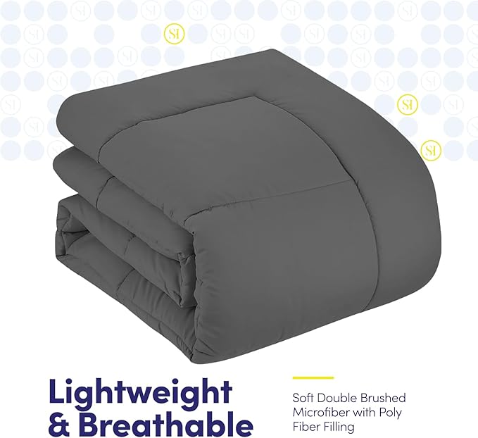 Full Size Comforter Set with Sheets - 7-Piece Bedding Collection - 1 Comforter, 1 Fitted Sheet, 1 Flat, 4 Pillowcases - Deep Pocket - Soft & Breathable Premium Quality - Ideal for All Seasons, Gray