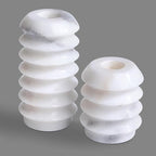 HofferRuffer Marble Candlestick Holders, Set of 2 Natural Stone Candle Holder Decorative Candle Stands for Wedding, Dinning, Party, Table Centerpieces, Fits 3/4'' Thick Candles (MarbleWhite)