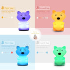 WHA&DARREN Fox Night Light for Kids, Portable, Baby Lights, Rechargeable Silicone Baby Night Light, Girls and Boys Animal Lamp, Kawaii Lamp