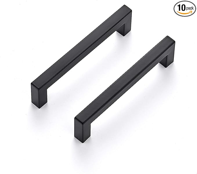 Ravinte 10 Pack 5 Inch Square Cabinet Handles Matte Black Pulls Drawer Kitchen Hardware for Cabinets Cupboard.