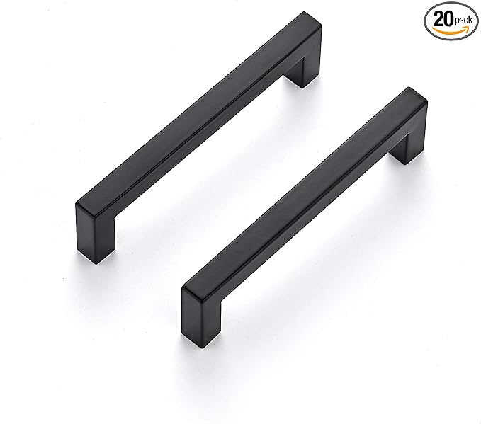 Ravinte 20 Pack 5 Inch Kitchen Square Cabinet Handles Matte Black Pulls Black Drawer Pulls Kitchen Cabinet Hardware Handles