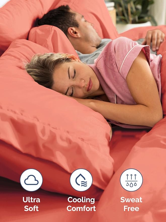 Extra Deep King Sheet Set - 6 Piece Breathable and Cooling Sheets - Hotel Luxury Bed Sheets Set - Easy & Secure Fit - Soft, Wrinkle Free and Comfy Sheets Set - Coral Sheet Set with Extra Deep Pockets