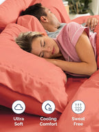 Extra Deep Full Sheet Set - 6 Piece Breathable and Cooling Sheets - Hotel Luxury Bed Sheets Set - Easy & Secure Fit - Soft, Wrinkle Free and Comfy Sheets Set - Coral Sheet Set with Extra Deep Pockets