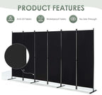 RANTILA 6 Panel Room Divider, 6 FT Folding Privacy Screen with Wide Feet, Freestanding Partition for Room Separation, Portable Room Divider Panel, 133" W x 71" H, Black