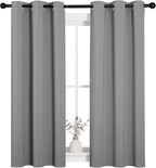 NICETOWN Bedroom Curtains Blackout Drapery Panels, Three Pass Microfiber Thermal Insulated Solid Ring Top Blackout Window Curtains/Drapes (Two Panels, 34 x 54 inches, Silver Grey)