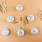 6 Pack 1.5" Ceramics Safari Nursery Kids Animal Unique Cute Cabinet Decorative Dresser Drawer knobs pulls (Deer)
