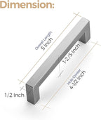 Ravinte 20 Pack 4-1/2 Inch Kitchen Square Cabinet Handles Satin Nickel Pulls Brushed Nickel Kitchen Cabinet Hardware Handles for Cupboard Drawer Pulls