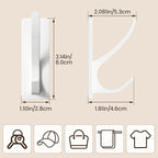 White Self Adhesive Coat Hooks for Hanging, Heavy Duty Stainless Double Wall Hook for Towel, Backpack, Hat, Sturdy Metal Hanger for Bathroom, Bedroom, Door, Wall Mounted, 4-Pack