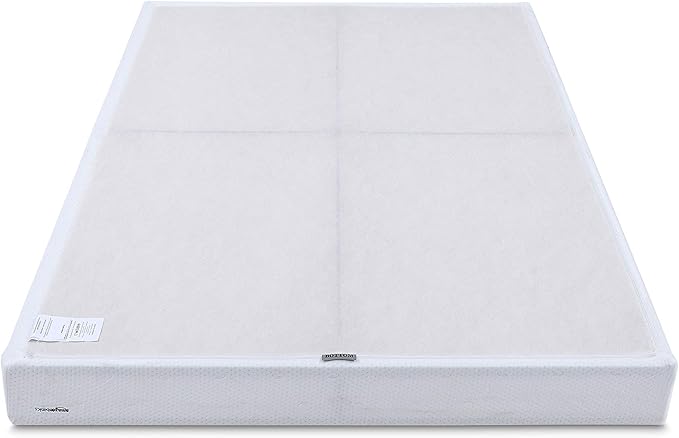 Amazon Basics Smart Box Spring Bed Base, 7-Inch Height Mattress Foundation, Tool-Free Easy Assembly, Queen, 79"L x 59.5"W x 7"H, White