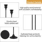 Black Candlestick Holders Set of 3, Metal Taper Candle Holders, Classic Decorative Candle Stick for Christmas, Wedding, Party, Dinner Tables,Home Décor