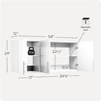 Prepac Elite 54" Wall Cabinet, White Storage Cabinet with 2 Adjustable Shelves, Storage for Pantry, Kitchen and Bathroom 12" D x 54" W x 24" H