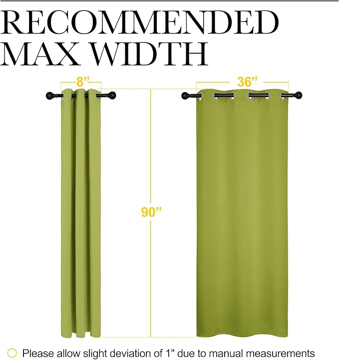 NICETOWN Room Darkening Window Panels - Fresh Green Thermal Insulated Curtains 90 inches Length for Bedroom (42 inches Width, Double Pieces)