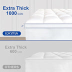 KAYFIA Twin Mattress Topper,Extra Thick Mattress Pad Cover for Deep Sleep,3D+7D Snow Down Alternative Fill Overfilled Plush Pillow Top with 8-23 Inch Deep Pocket-White