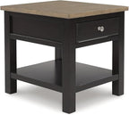 Signature Design by Ashley Drazmine Casual End Table with 1 Lower Shelf, Light Brown & Black