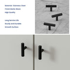 LONTAN 30 Pack Black Knobs for Cabinets and Drawers Kitchen Cabinet Knobs for Dresser Bathroom Modern T Bar Furniture Black Hardware,Stainless Steel