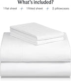 LuxClub 4 PC Queen Sheet Set, Bed Sheets Queen Size, Deep Pockets Wrinkle Free Cooling Bed Sheets Machine Washable Hotel Bedding Silky Soft - White Queen