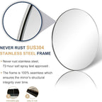 ANDY STAR 36" Chrome Round Mirror, Round Chrome Mirror, Polished Silver Large Vanity Mirror Metal Framed for Living Room, Dining Room, Fireplace