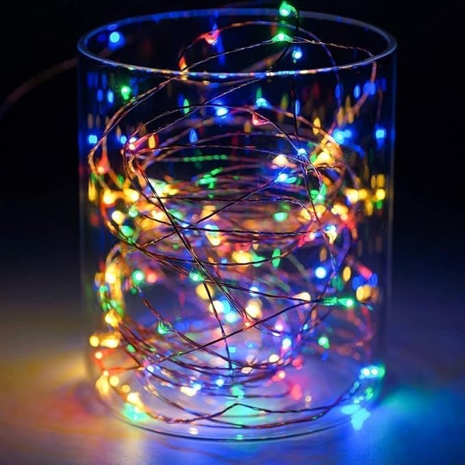 Sanniu Led Fairy Lights Battery Operated, 2 Packs Mini Battery Powered Copper Wire Starry String Lights for Christmas,Bedroom,Wedding,Parties,Patio,Indoor,Home Decoration (5m/16ft Multicolor)