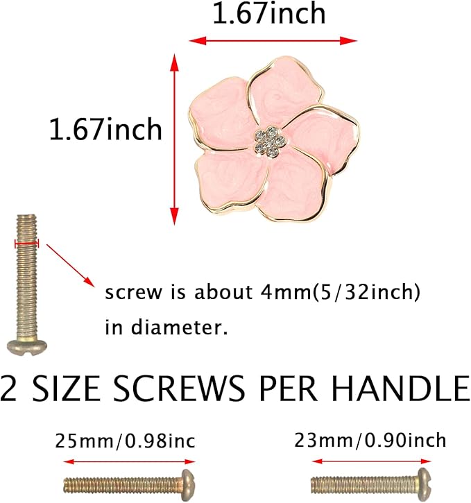 4 pcs Petal Handles Colorful Drawer Knobs Flower Petal Cabinet Dresser Knobs for Girl's Room Dresser Cupboard Drawer Wardrobe Decorative Furniture Knobs (Pink)