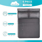 DREAMCARE California King Sheet Sets – 6 pcs Cooling Bed Sheets – up to 15” Deep Cal King Sheets – 2500 Supreme Collection – Extra Soft 100% Brushed Microfiber Hotel Luxury with Side Pocket – Gray