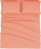 Mejoroom Full Size Sheet Set - Soft Microfiber Bed Sheets - Deep Pocket Fitted Sheet, Breathable, Wrinkle & Fade Resistant - 4 Piece (Full, Coral)