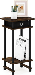 Furinno Turn-N-Tube Tall End Side Night Stand/Bedside Table with Bin Drawer, 1-Pack, Amber Pine/Black/Black
