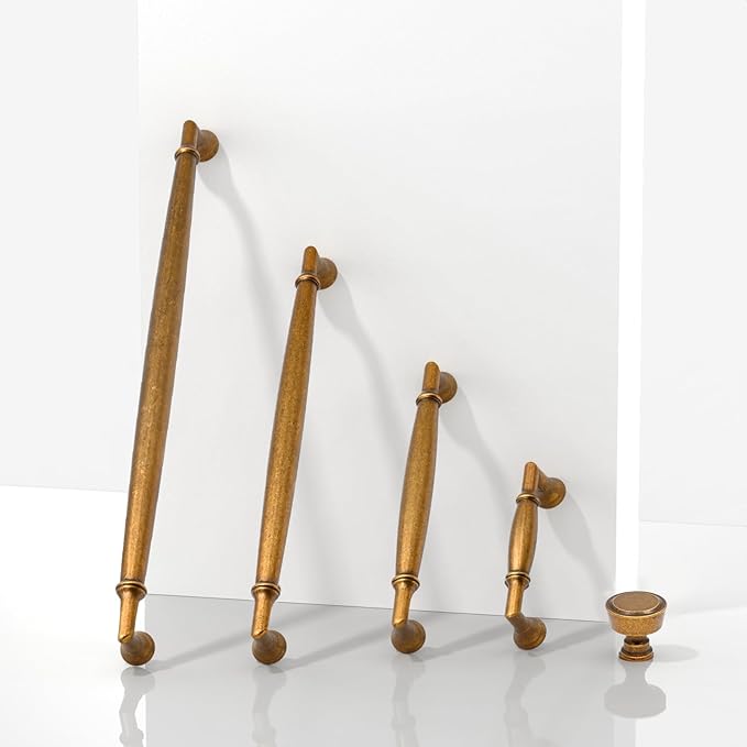 AR009 10 Pack Antique Brass Cabinet Knobs Single Hole Cabinet Pulls Round Kitchen Cabinet Knobs