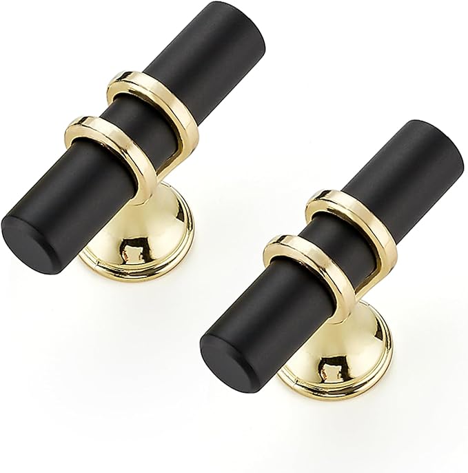 15 Pack Black&Gold Cabinet Knobs - Kitchen Cabinet Knobs Closet Pulls for Kitchen Closet Drawer Stainless Steel Dresser Hardware 2in Length Single Hole