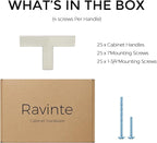 Ravinte 25 Pack Solid Single Hole Slim Square Bar Dresser Drawer Handles Kitchen Cabinet Handles Brushed Nickel Drawer Pulls Kitchen Cabinet Hardware Pulls