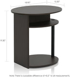 FURINNO Oval End Table, One, Walnut