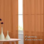 OVZME Orange Sheer Curtains 54 Inches Long 2 Panels - Soft Light Filtering Window Sheer Panels for Living Room/Bedroom, Top Dual Rod Pocket, 1 Pair, Each 42Wx54L Inches
