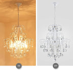 WUZUPS Crystal Chandelier 5-Light Pendant Ceiling Light Modern Lighting Fixture for Bedroom Hallway Bar Kitchen Bathroom, H 22.6'' x W 19.2'', E12 Base, White