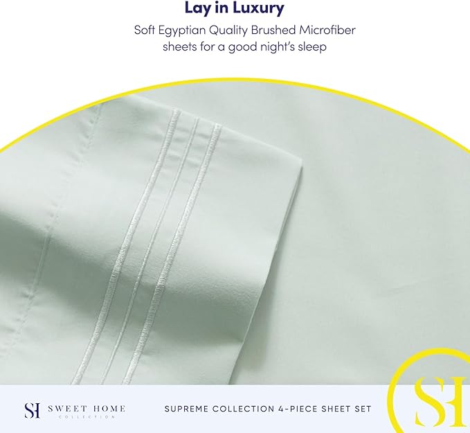 Twin Sheets - Breathable Luxury Sheets with Full Elastic & Secure Corner Straps Built In - 1800 Supreme Collection Extra Soft Deep Pocket Bedding Set, Sheet Set, Twin, Mint