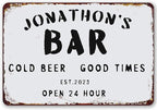 Personalized Metal Sign Bar Signs for Outside Funny Custom Cold Beer Good Times Signs and Decor Outdoor Open 24 hour 8 * 12 inch