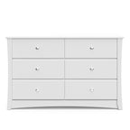 Storkcraft Crescent 6-Drawer Dresser (White) – GREENGUARD Gold Certified, White Dresser for Bedroom, Kids & Nursery Storage Chest, Safety Interlocking Drawers, Pre-Installed Tracks, Kids Chest