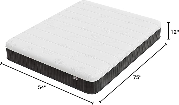 Swbvs Firm Double Mattress, 12 Inch Memory Foam Full Size Mattress, Full Bed Mattress in a Box,Pressure Relief & Firm Mattress Double Size