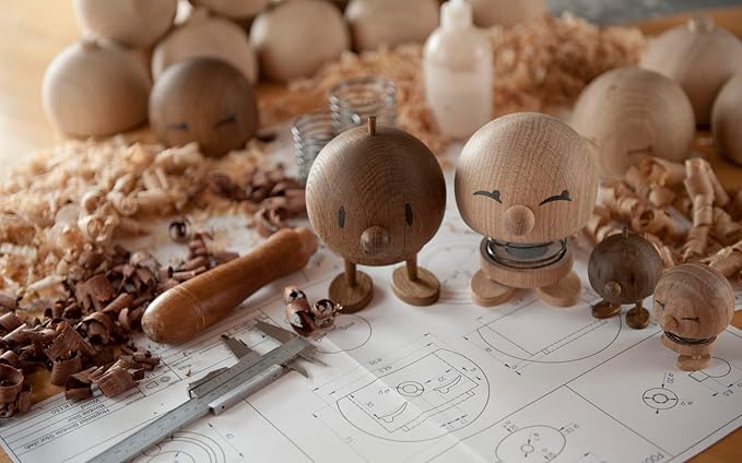Hoptimist Bumble Smoked Oak, Woody Brown, Home Decor Ornament - Scandinavian Design, Wood W/Metal Spring, Small- Creates Cheerful Movement