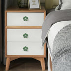 4 White Flower Petal Handles Kitchen Cabinet Drawer Knobs & Pulls (Green Screws)