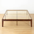 Mellow Naturalista Classic 16 Inch Solid Wood Platform Bed with Wooden Slats, Espresso, King