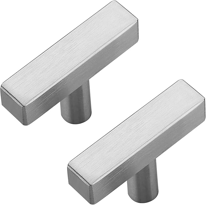 20 Pack Silver Cabinet Knobs - Sqaure Bar Cabinet Pulls Brushed Nickel Knobs for Kitchen Cabinet Drawer Stainless Steel Dresser Knobs for Cabinet Hardware 2in Length Single Hole