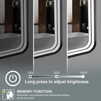 24x32 Inch LED Bathroom Mirror with Lights, Black Metal Framed LED Mirror for Bathroom, 3 Colors and Stepless Dimmable Wall Mounted Lighted Bathroom Vanity Mirror, Anti-Fog, Memory