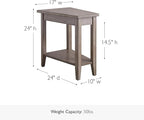 Laurent Recliner Wedge End Side Table with Shelf, Solid Wood, Smoke Gray, Perfect for Living Rooms, Bedrooms, and Small Spaces – Leick Home, 10502-GR