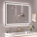 40"X30" LED Bathroom Mirror with Front Lights and Backlit, Anti-Fog, Dimmable, Shatter-Proof Tempered Glass, Lighted Bathroom Vanity Mirror for Wall with 3 Colors, Memory Function