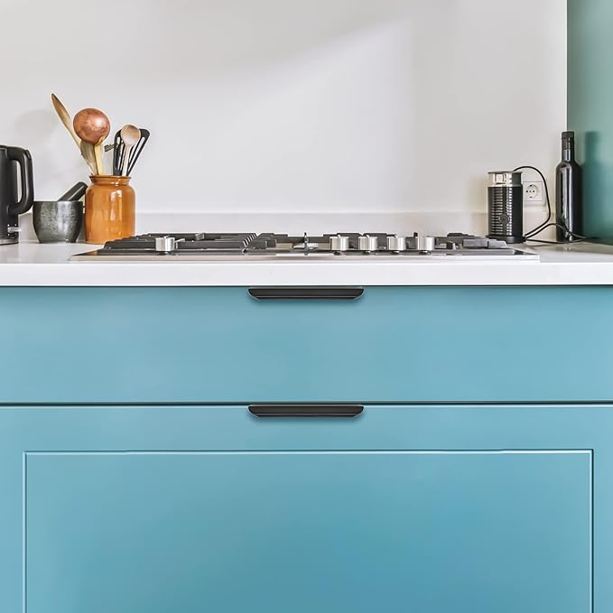 Ravinte Hardware 30 Pack Black Cabinet Handles, 4.75 Inch (120mm) Finger Edge Pulls, 3.75 Inch Hole Center, Finger Pulls for Cabinets