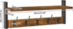 YMYNY Coat Rack Wall Mount with Shelf, 2 Pack 23.6" Coat Hooks Coat Hanger Wall Mount, Wall Hooks for Hanging, Hat Rack for Wall, Towel Hooks for Bathrooms, Rustic Brown UHWS004H-2