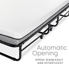 Milliard Deluxe Diplomat Folding Bed with Mattress for Adults, Twin Size, Portable Foldable Bed with Luxurious Memory Foam Mattress & Super Strong Frame, 75” x 38", Fold Up, Roll Away, & Hideaway