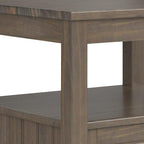 SIMPLIHOME Lev SOLID WOOD 20 Inch Wide Rectangle Transitional End Table with Bottom Drawer in Smoky Brown, For the Living Room and Bedroom